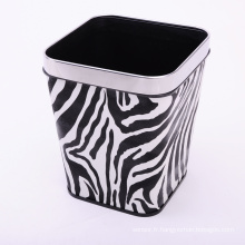 Zebra Design en cuir de style européen couvert Dustbin